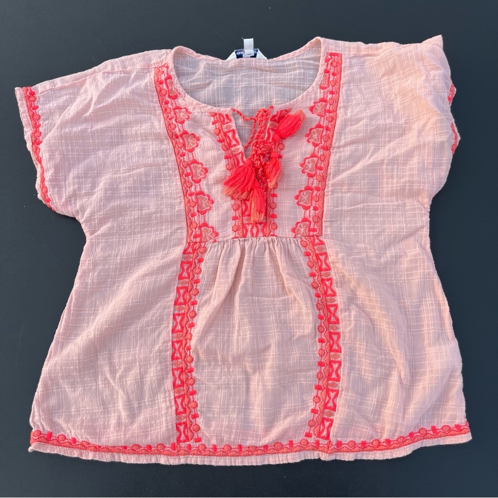 Vineyard Vines Pink and Red Embroidered Blouse